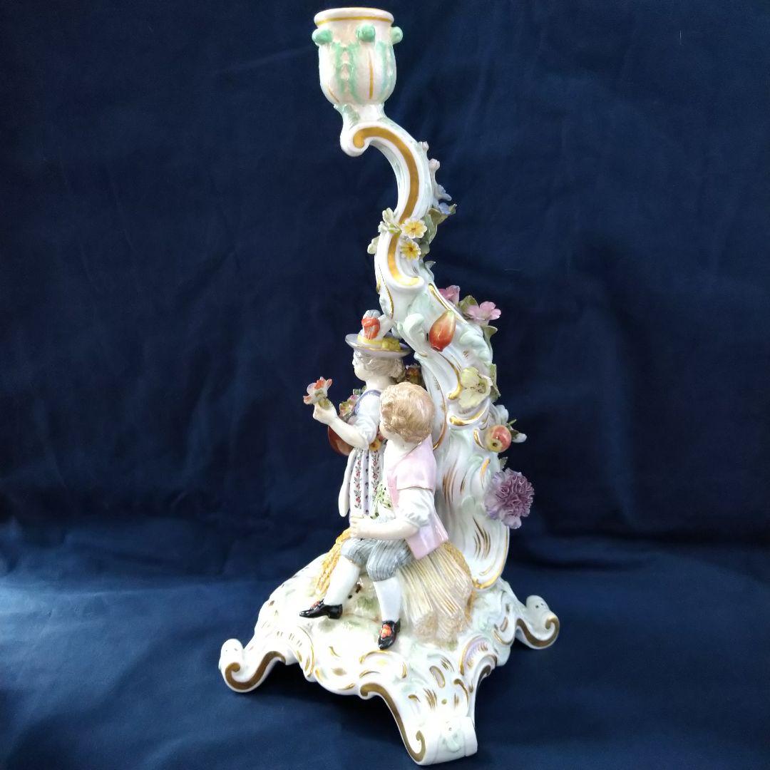 ✤1924年以前マイセン(Meissen)のキャンドルスタンド✤『春夏の寓意』✤