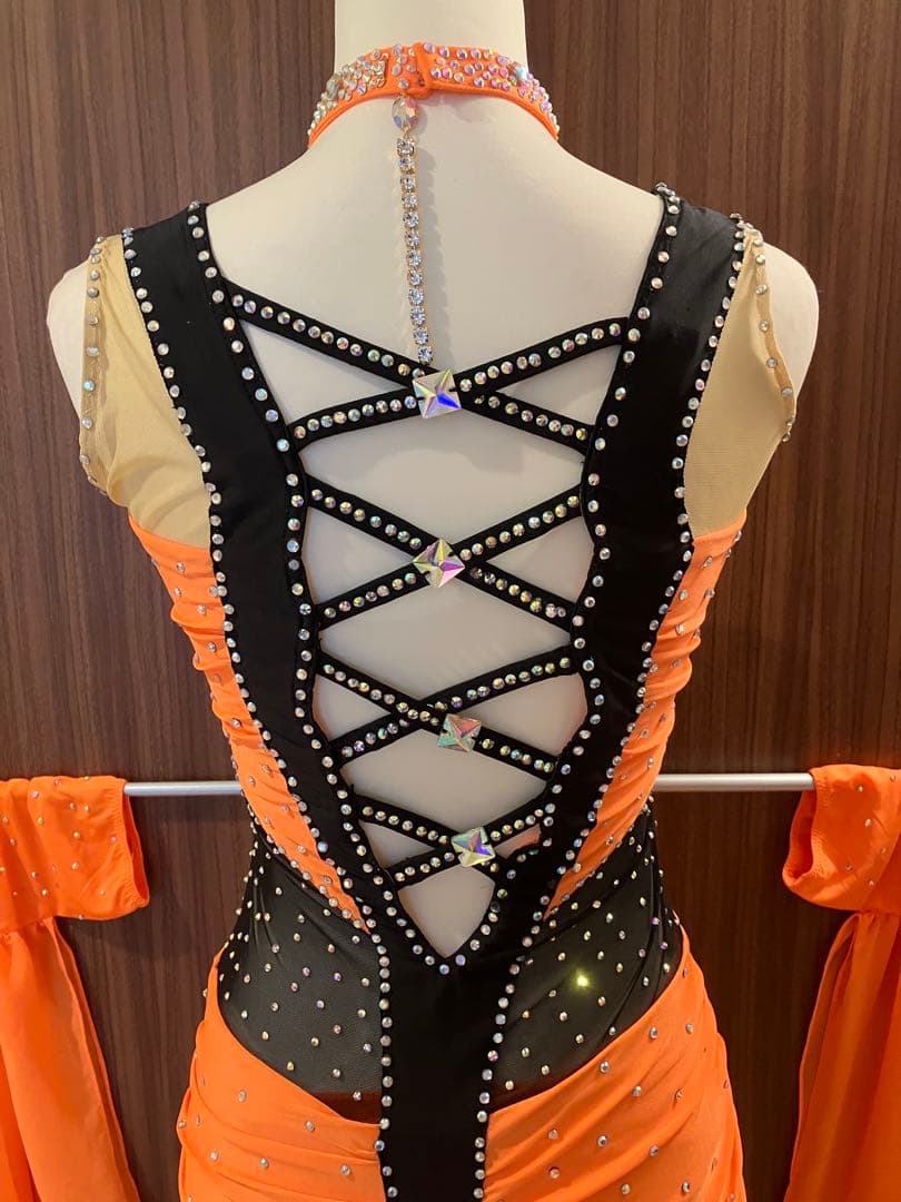 社交ダンスドレス オレンジと黒