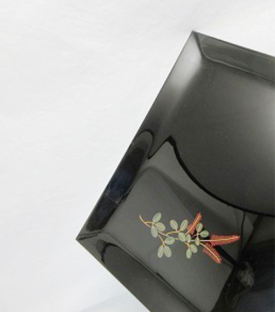 懐石道具 輪島塗 木製黒真塗 卓上膳 5客揃 絵変わり 平膳 おしゃれ 共箱