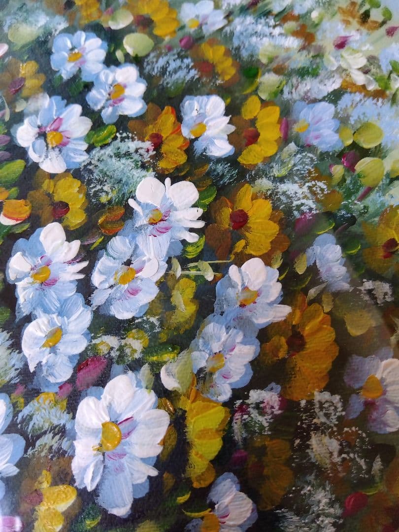 K. Tanaka マーガレット 花束 油彩画