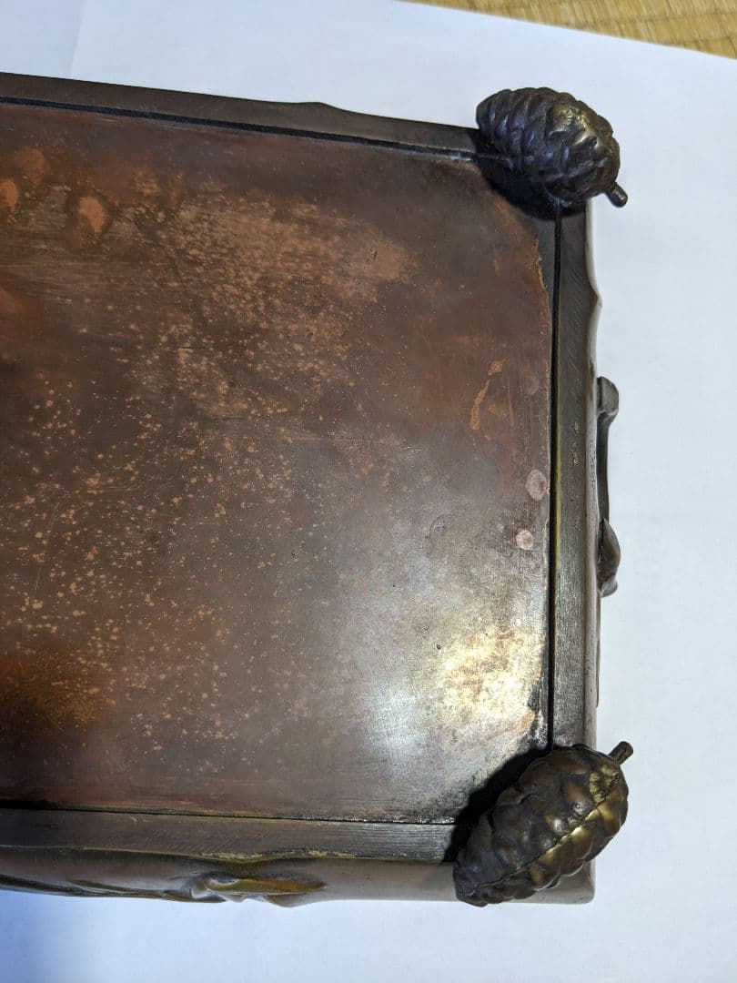 ♦中国古玩 大明宣徳 松笠 四つ足 水盤 宣徳銅 コレクション骨董品アンティーク