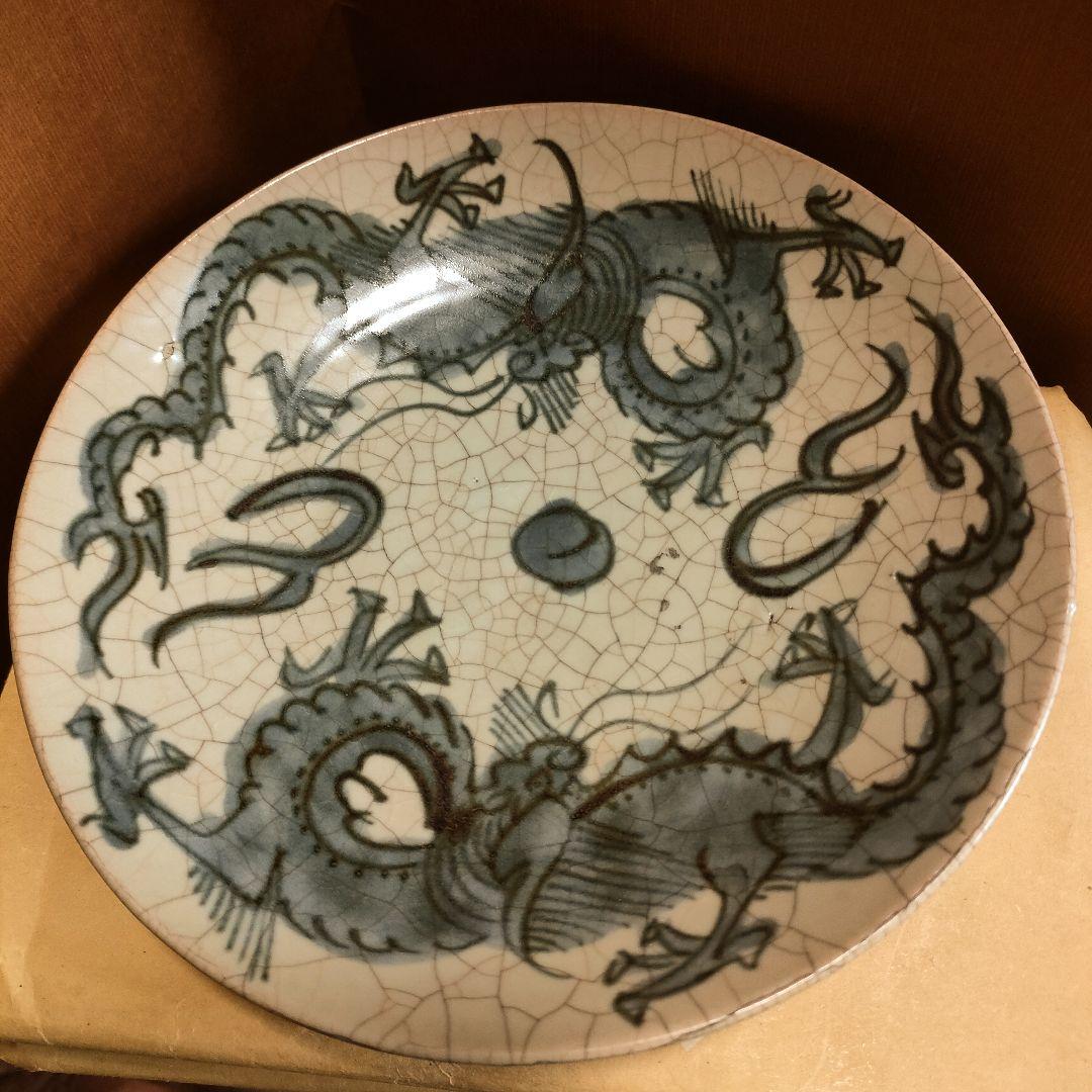 呉須手皿　明　中国美術　時代物　骨董アンティークNo.315