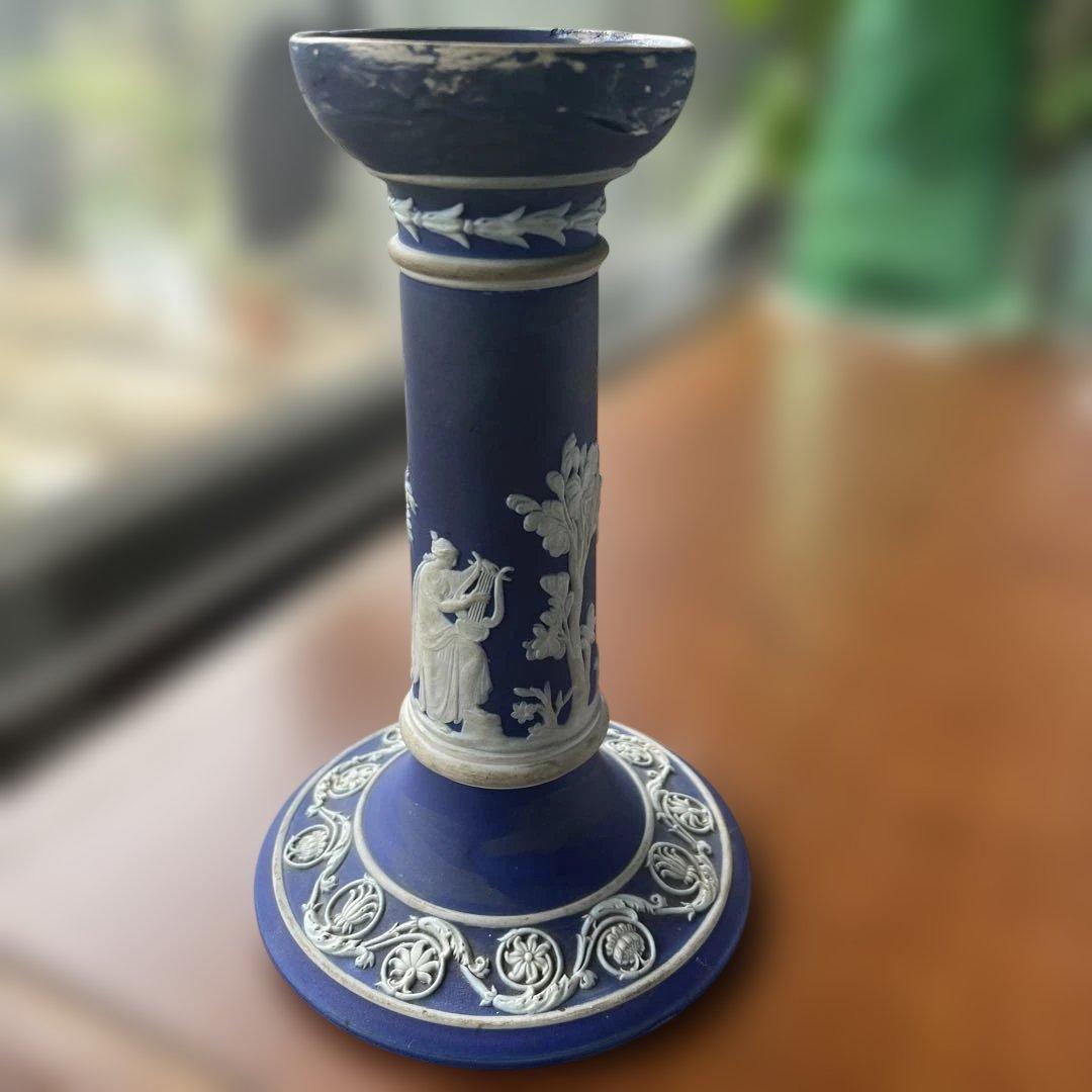 アンティークウエッジウッドジャスパーウェアキャンドルスタンド