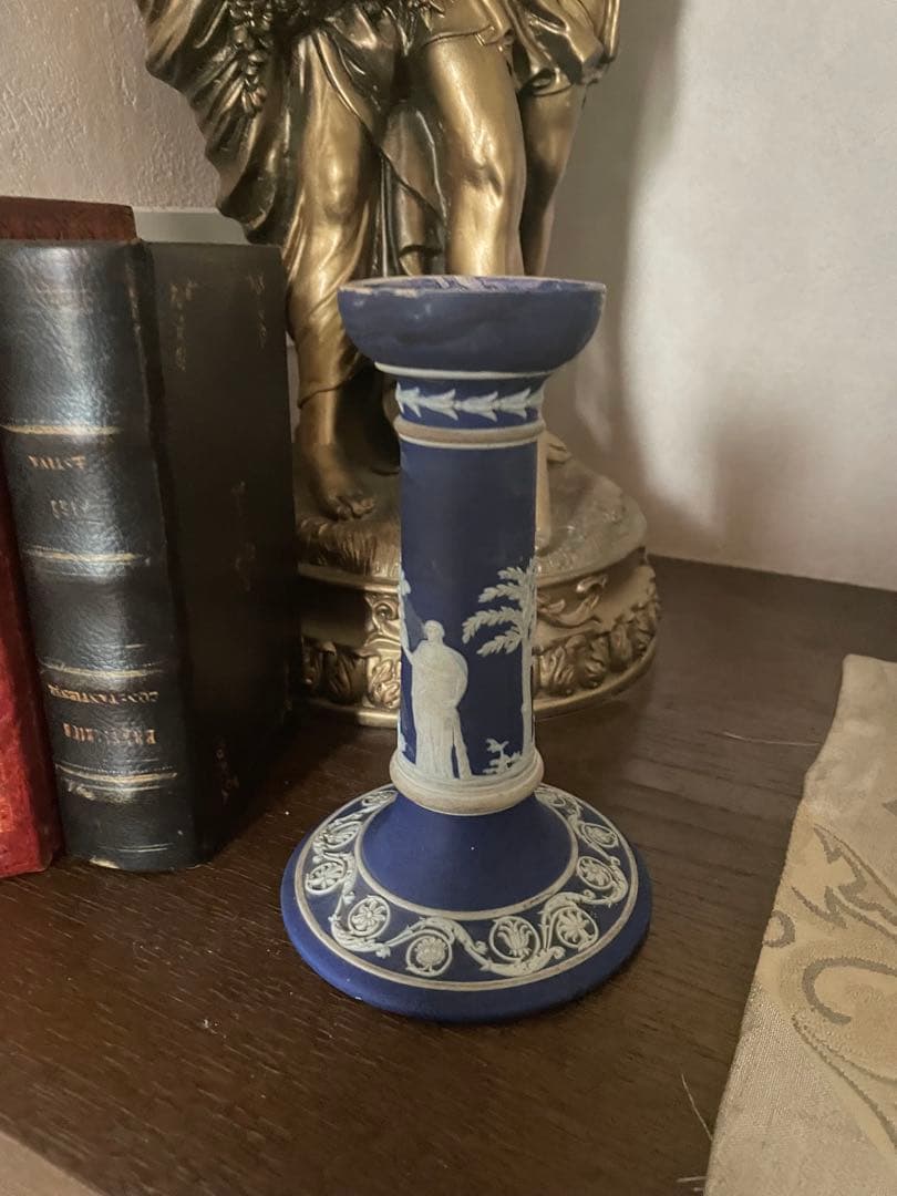 アンティークウエッジウッドジャスパーウェアキャンドルスタンド