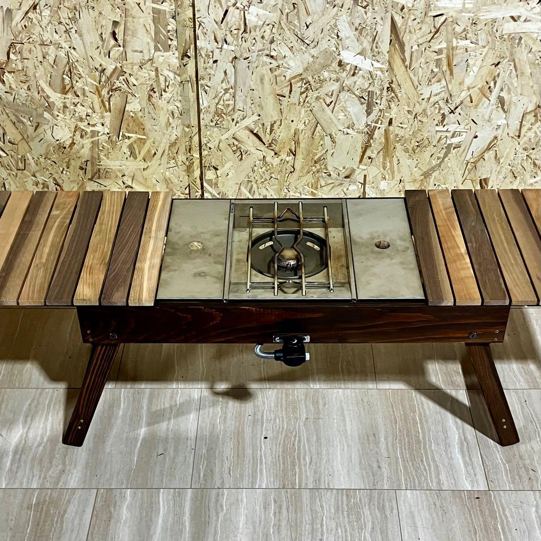 THEBOX 基本サイズ　天板天然ウォルナット×山桜　ボンベ引掛け　デニムバック