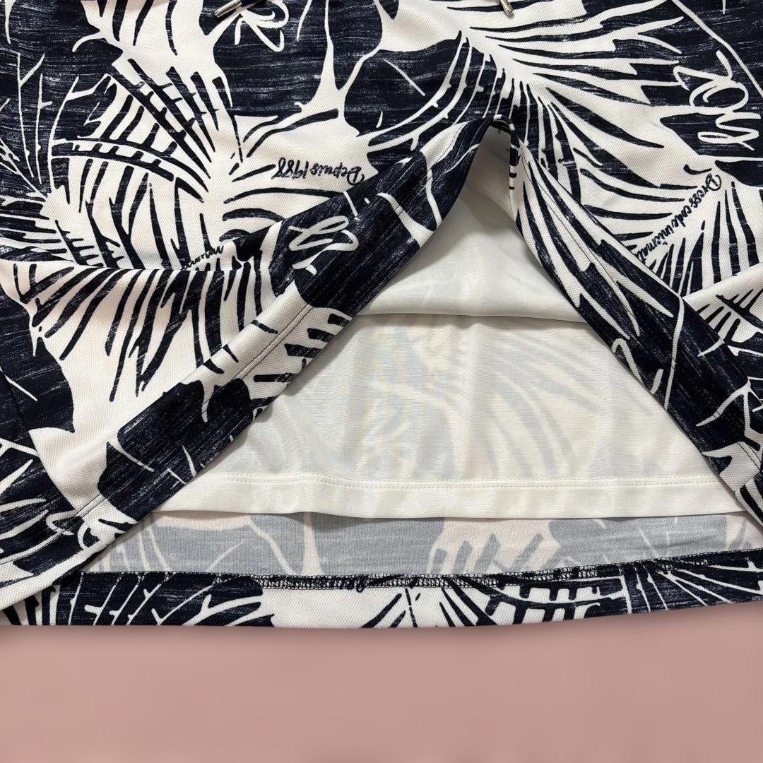 ZOYゾーイ ステンシル リーフプリントノースリーブワンピース