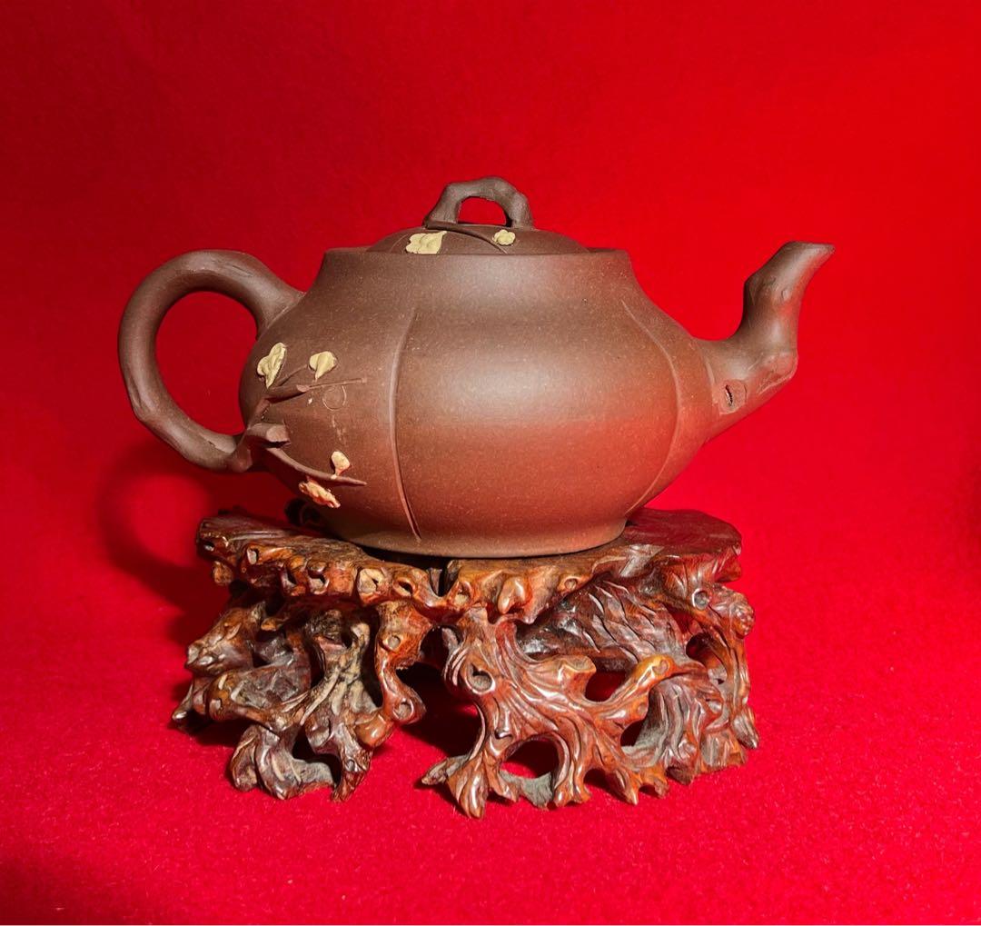 中國宜興 紫砂壺 急須 茶壺 茶器 茶道具 在銘 梅の壺