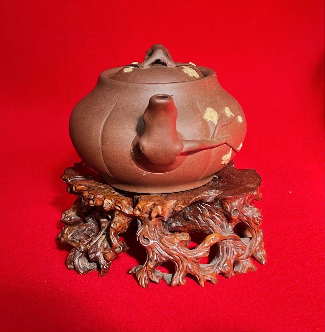 中國宜興 紫砂壺 急須 茶壺 茶器 茶道具 在銘 梅の壺