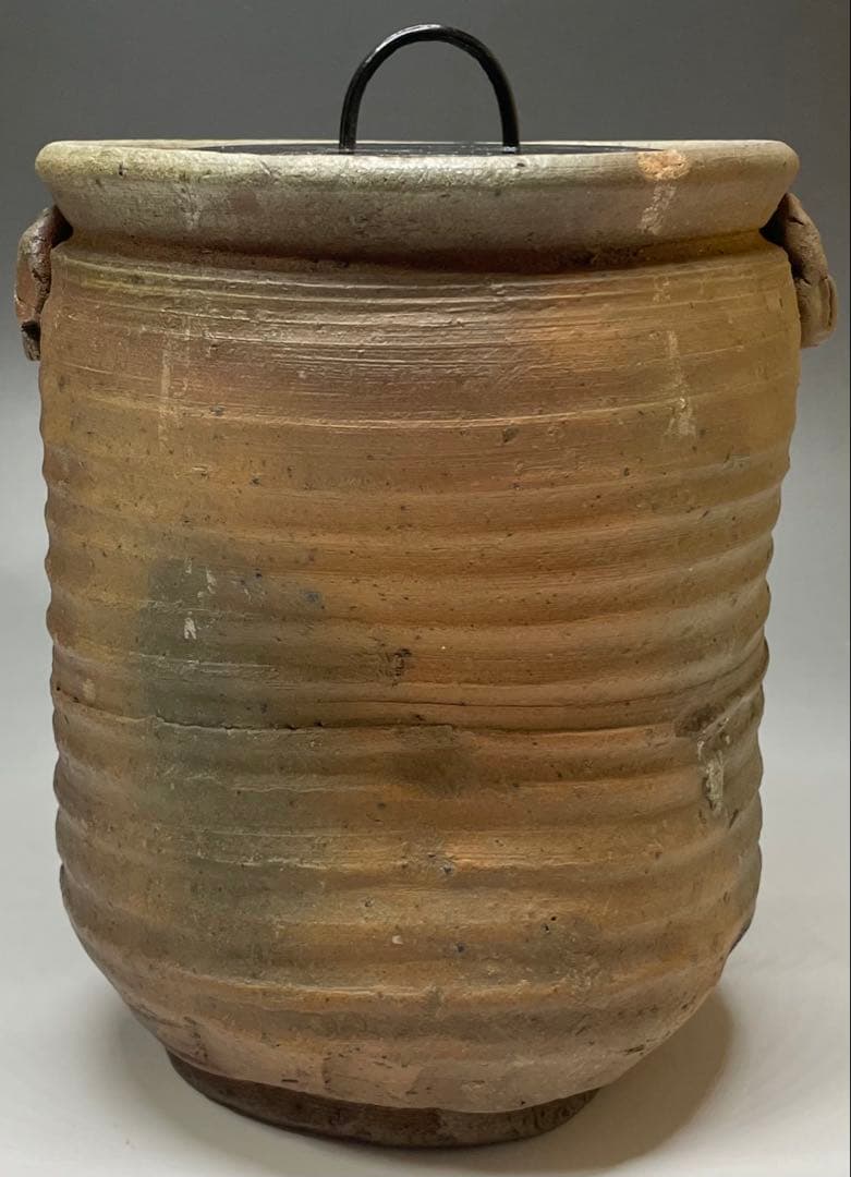 古備前　桂又三郎織　輪耳種壺水指　江戸末期　Y441