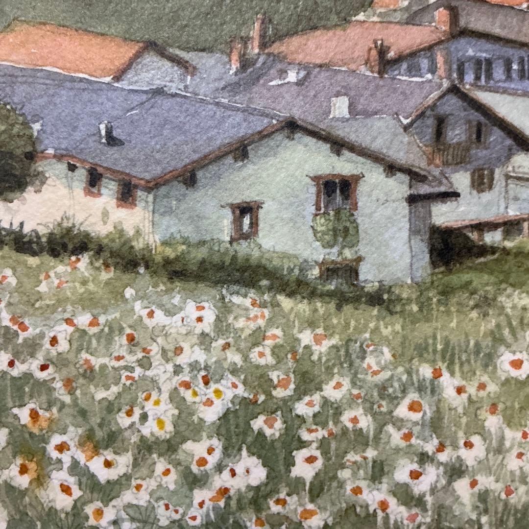 絵画・版画・リトグラフ・織田義郎・スイス・サンタマリアV.M・アルプス・世界遺産