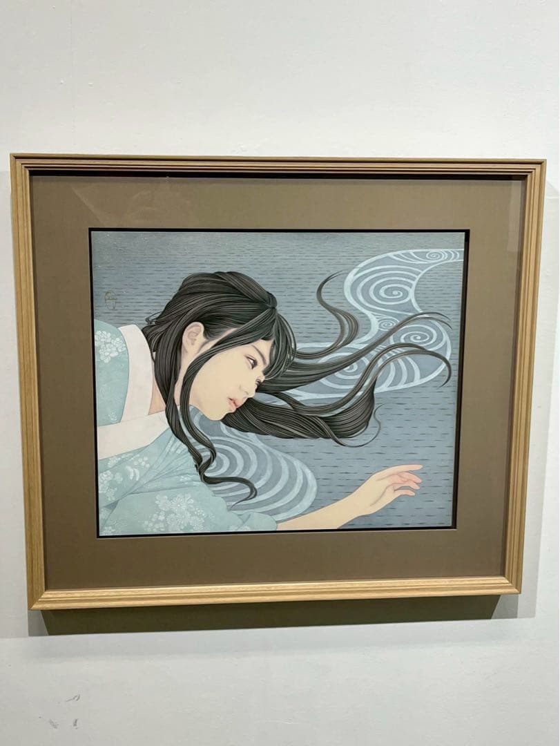 宮﨑優「生流」日本画 共シール付き 額装