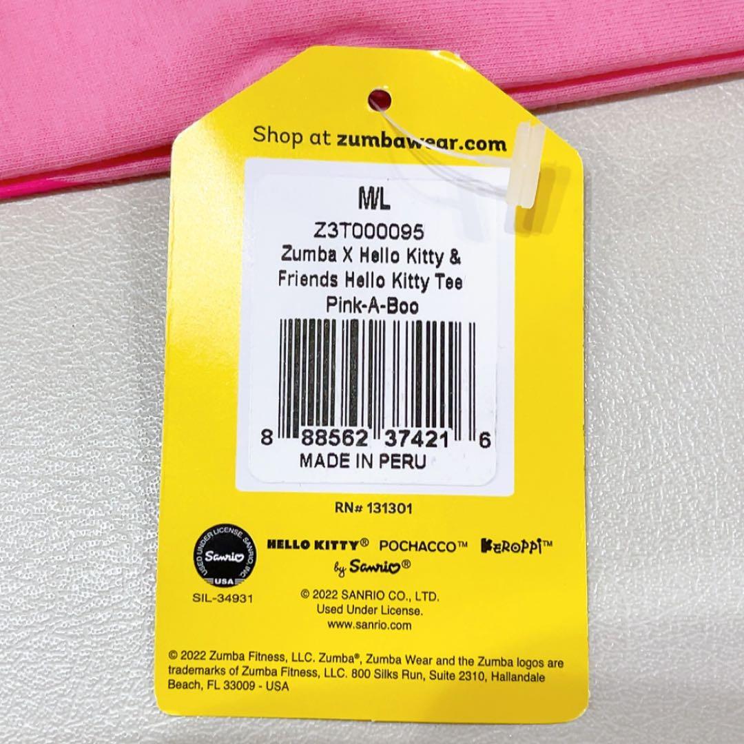 新品☆ZUMBA M/Lサイズ Hello Kitty 半袖 Tシャツ ピンク