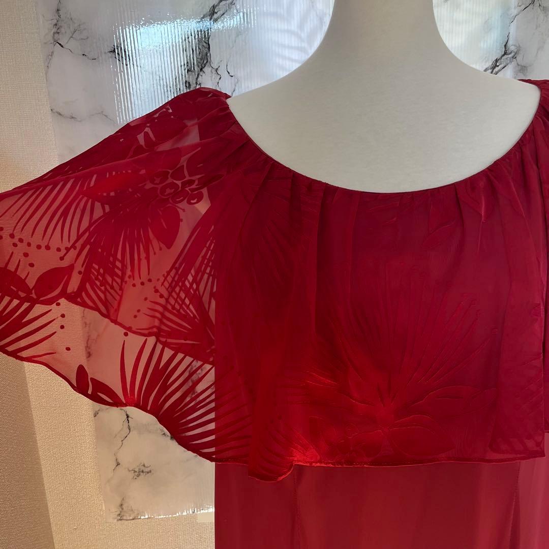 3L相当　レフア　ハワイアンドレス　ロングドレス　hula 赤　Hawaii