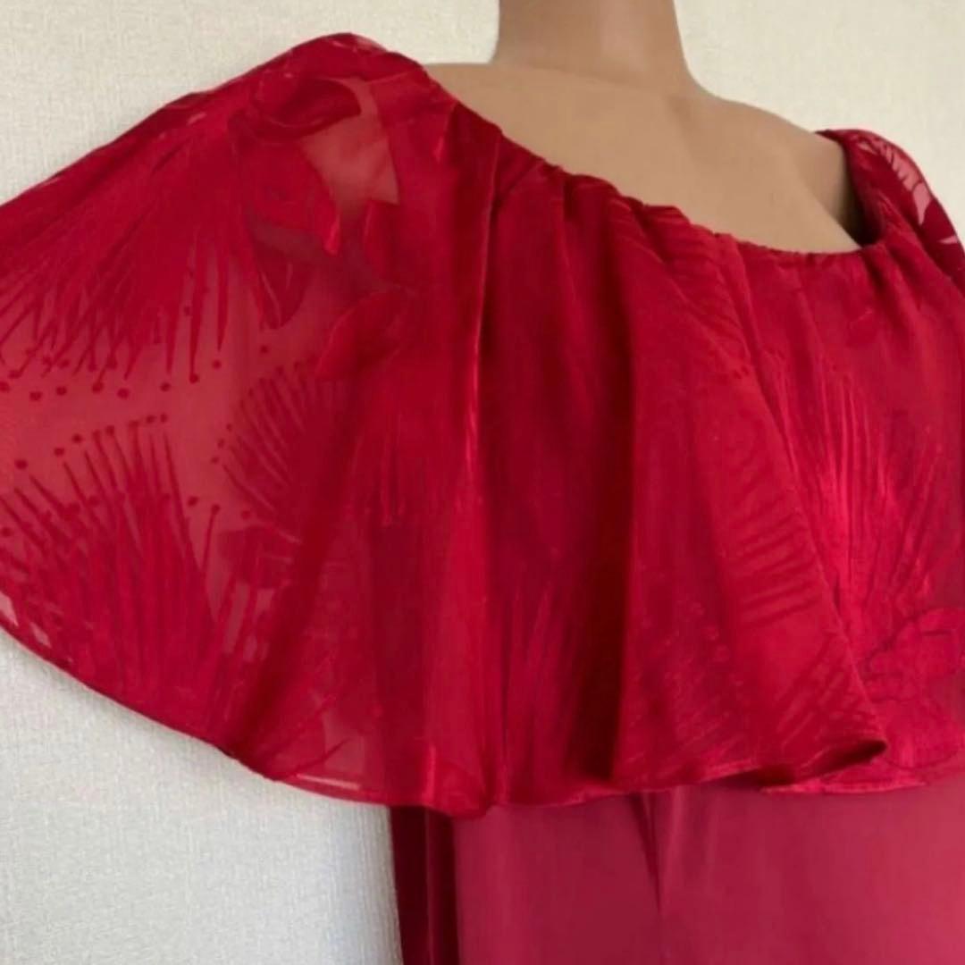 3L相当　レフア　ハワイアンドレス　ロングドレス　hula 赤　Hawaii