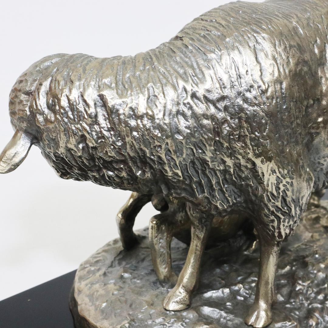 EMILE LIENARD エミール レナード　白銅製　羊　置物　栞　共箱