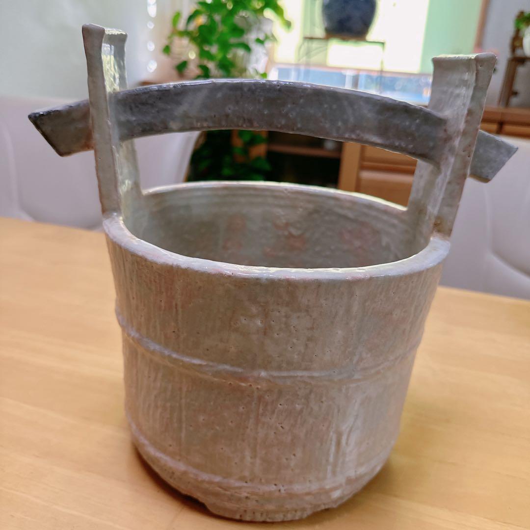 正規品 萩焼 姫焼 栄泉 骨董品 お宝 焼物 壺 花瓶 花びん 置物 桶 オケ