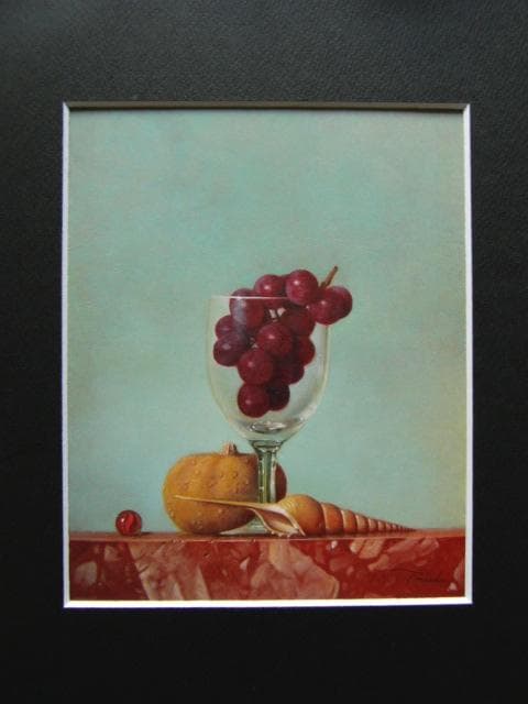 前田俊幸、「葡萄と貝」、日本の画家、洋画、希少な額装用画集より、新品高級額装付