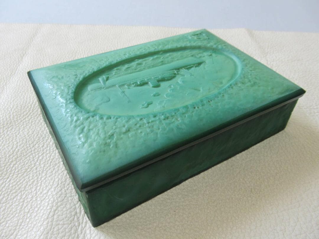 極希少1940年◆小柴外一 幻の技法 岩城硝子 練硝子 日本郵船就航記念小物入れ