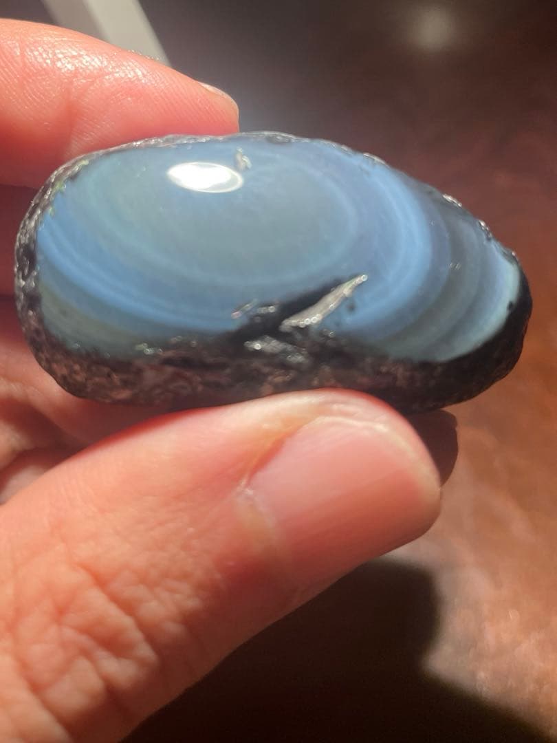 研磨品　十勝石玲瓏　水色、ブルー、イエロー　レインボーオブシディアン