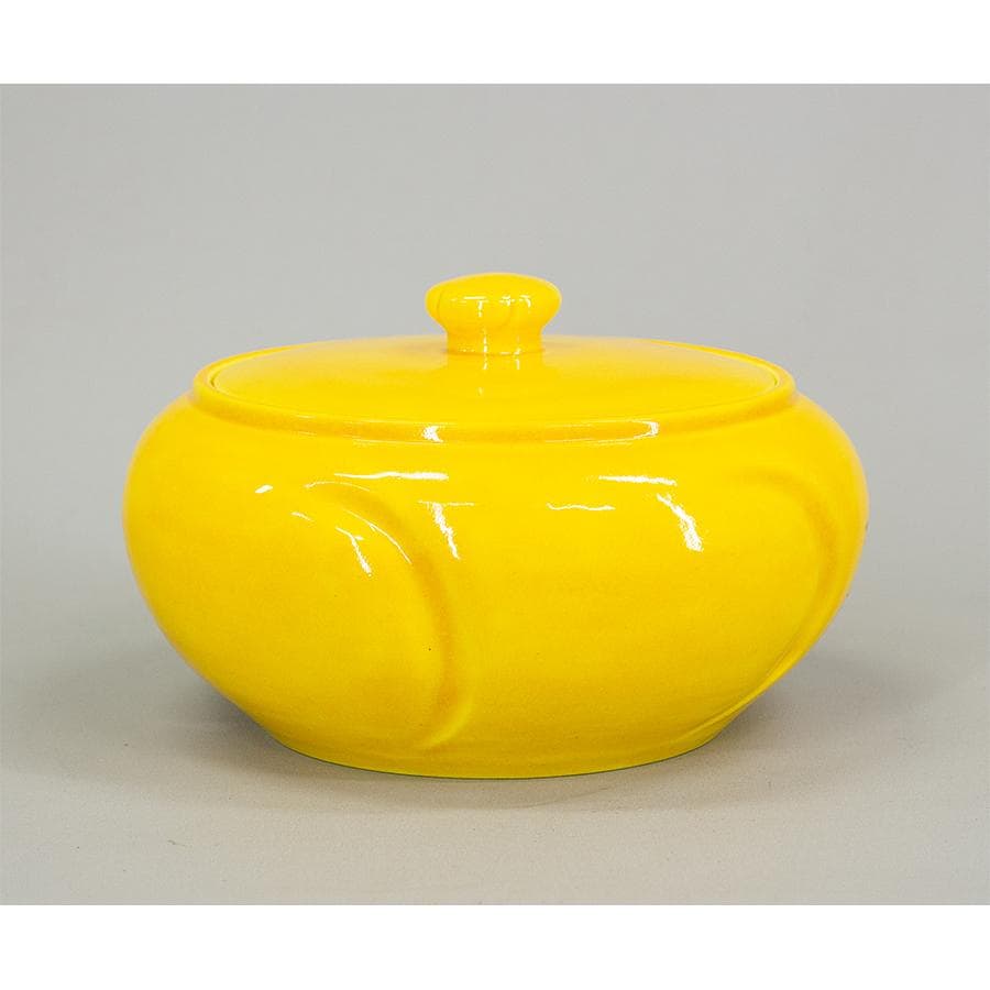 加賀瑞山 作 堀内宗完 兼中斎 絵書付 花押 黄交趾釉 捻梅平水指 共箱 茶道具