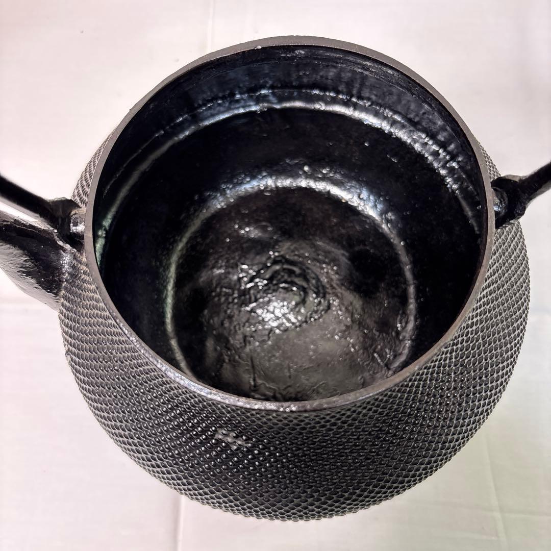 鉄瓶　旬利久作　アラレ模様　霰紋　大容量　2.2L 大型　南部鉄器　茶道具
