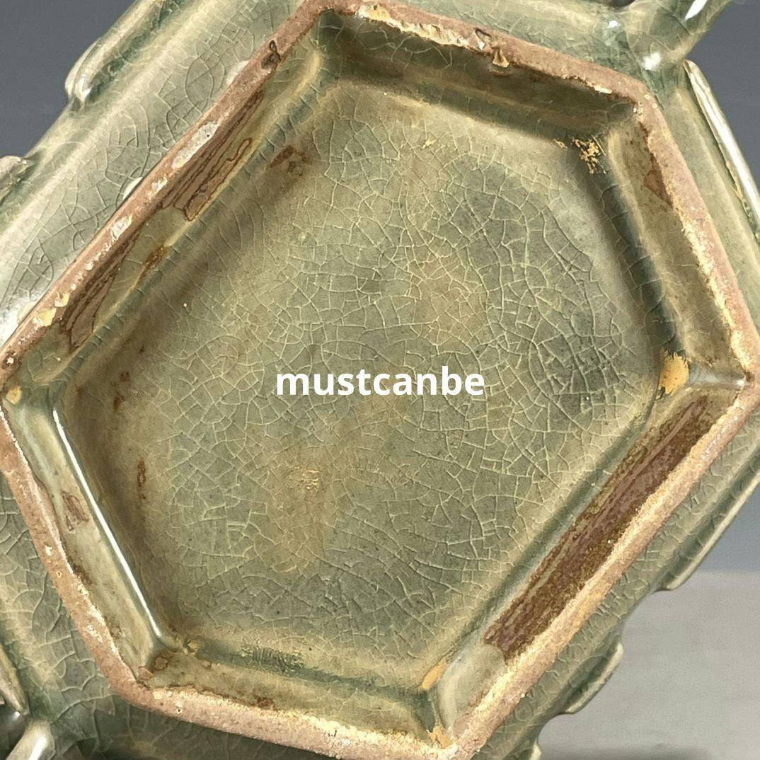 宋汝磁器両耳香炉 仏具 景徳鎮 陶磁器 装飾品 現代工芸品 美術品 置物