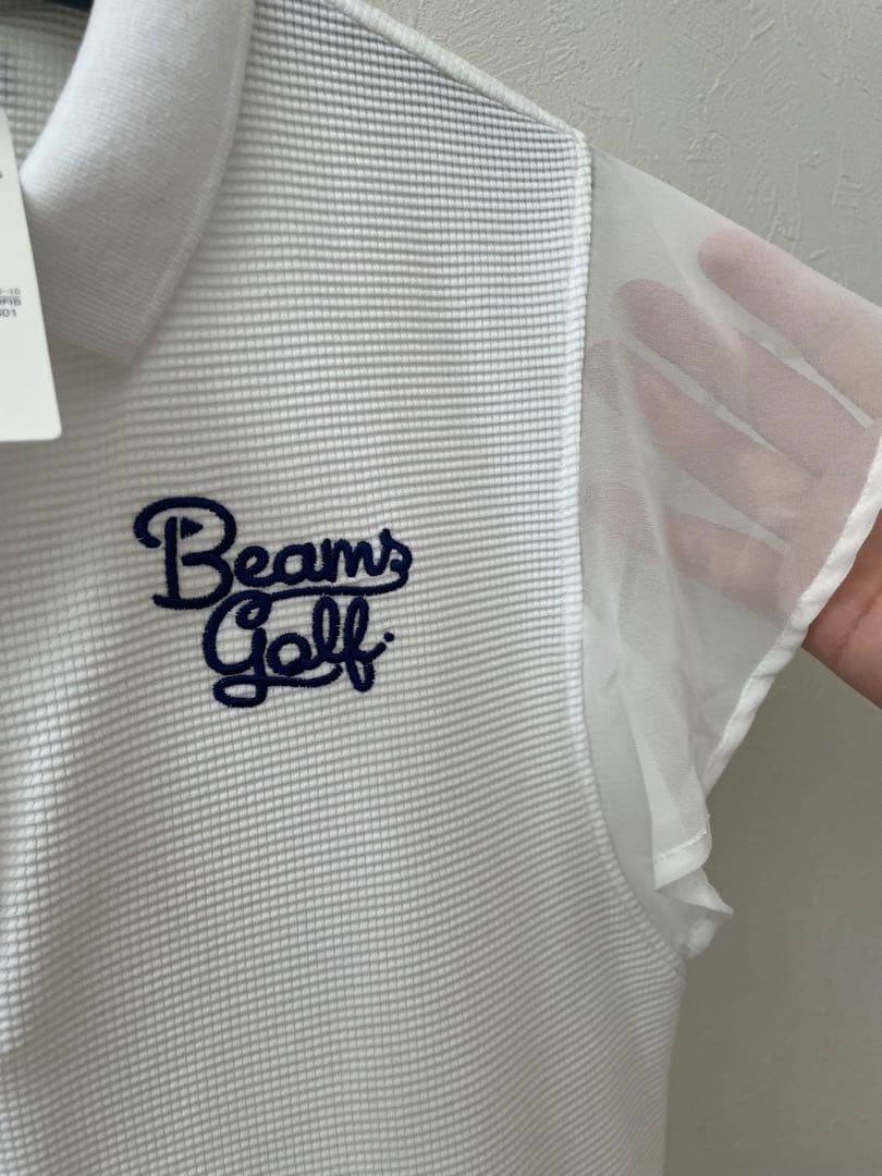 最終値下げ⭐︎新品ビームスゴルフ　ポロシャツ　白　Lサイズ　シースルー