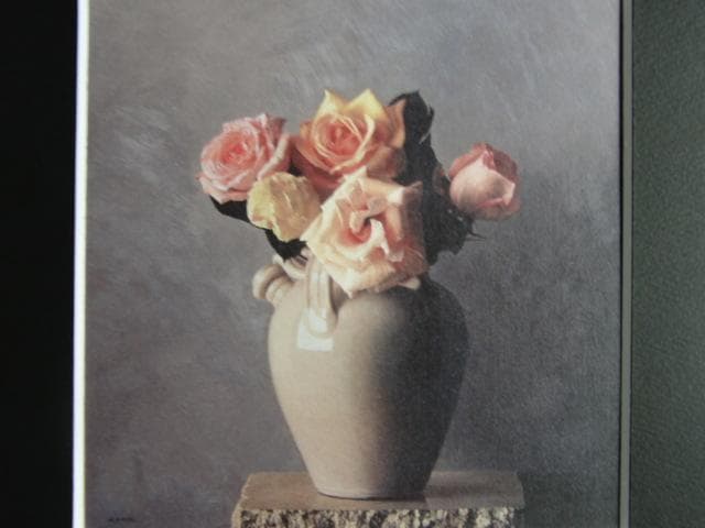 野田弘志、【五つの薔薇】、貴重な画集画、新品高級額・額装付、状態良好