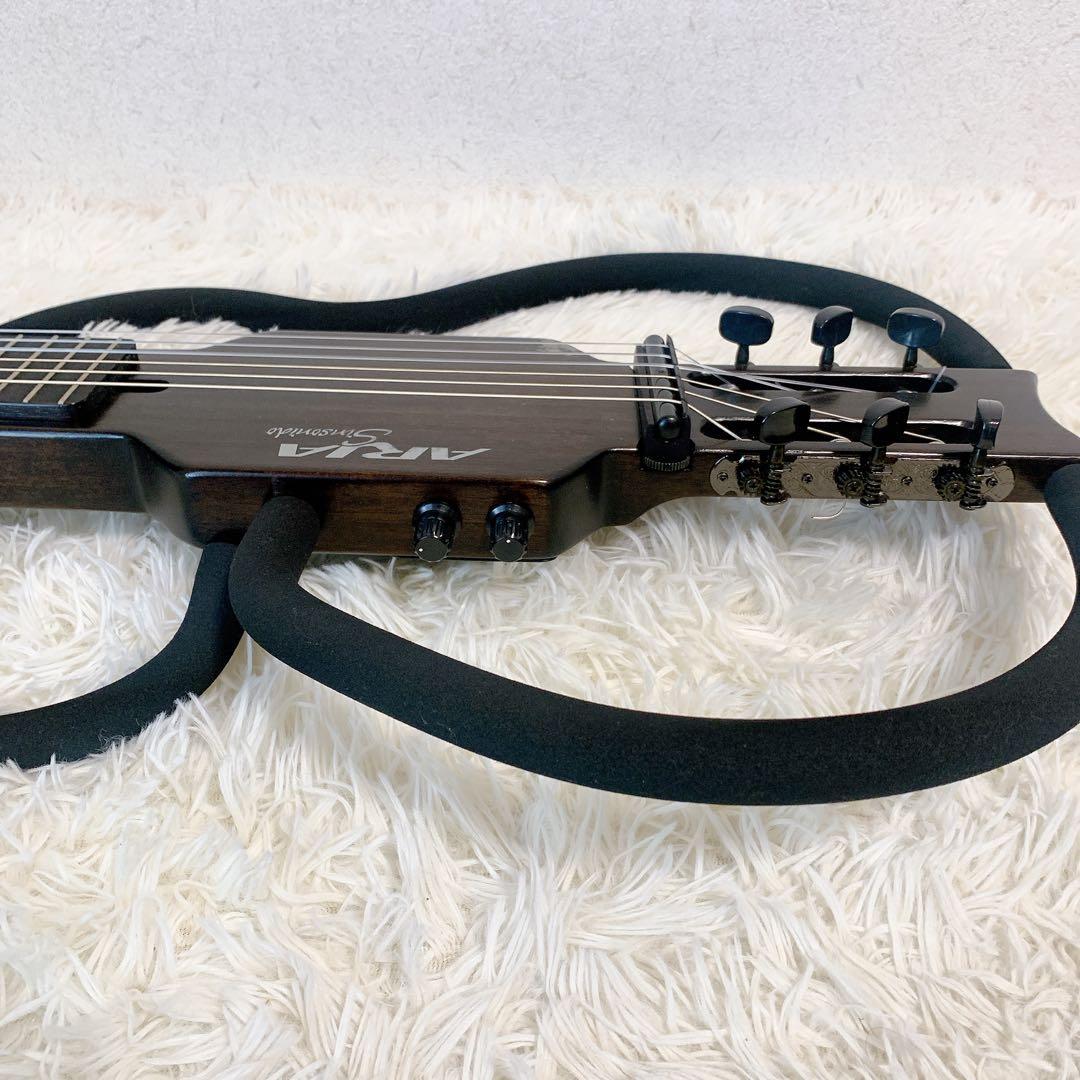アリア アコースティック サイレント トラベルギター ブラック AS-101S