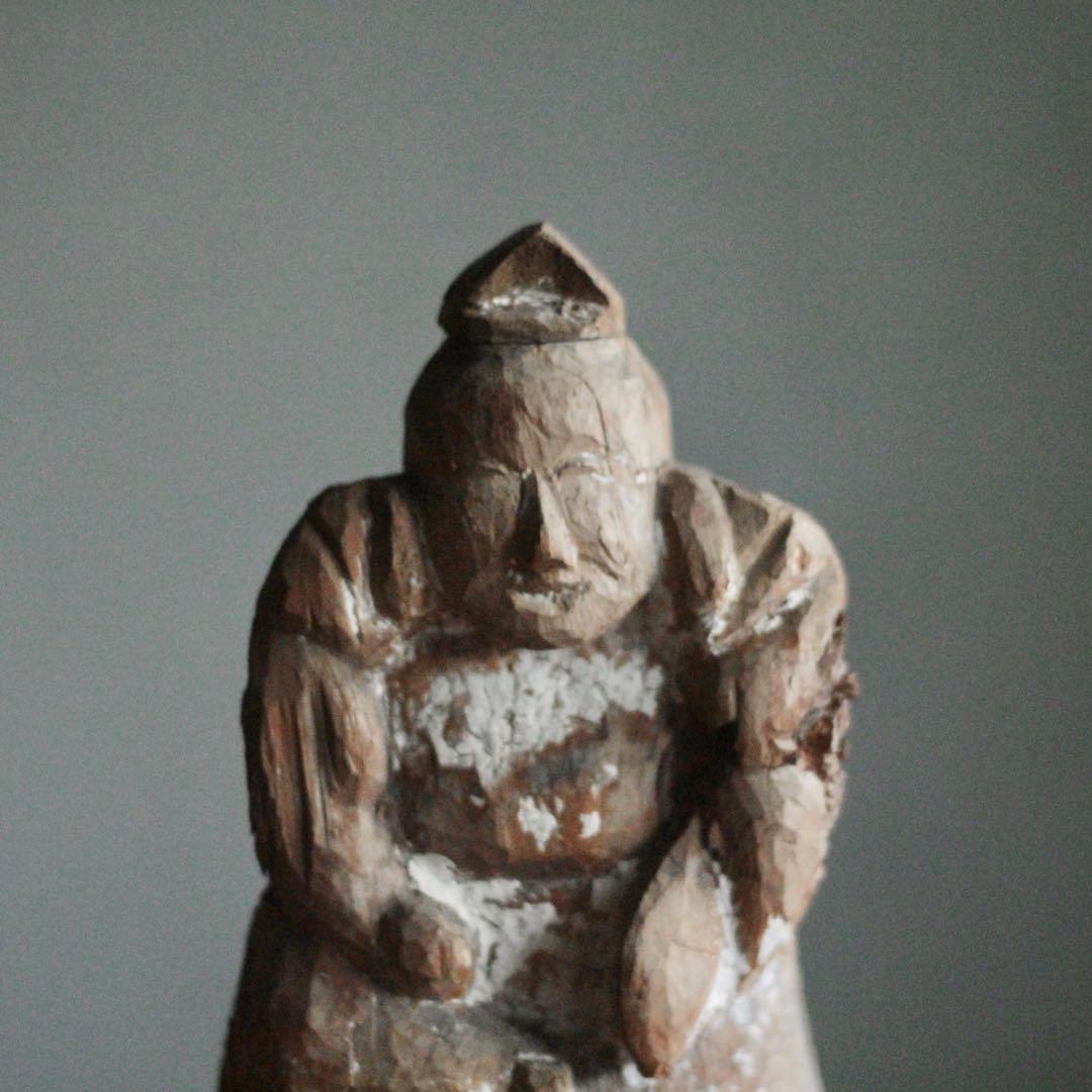 古い 木彫 恵比寿さま 民芸 民衆仏 古美術 古道具ア ンティーク オブジェ