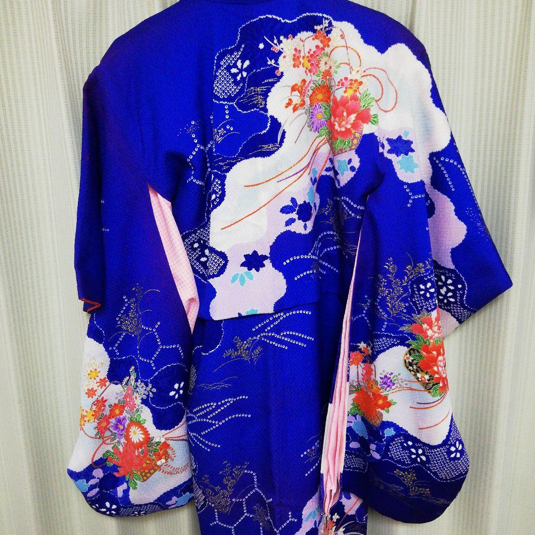 海外コレクター向高級絹織物レディース用ちりめん生地着物豪華絢爛華々しい景色御品物