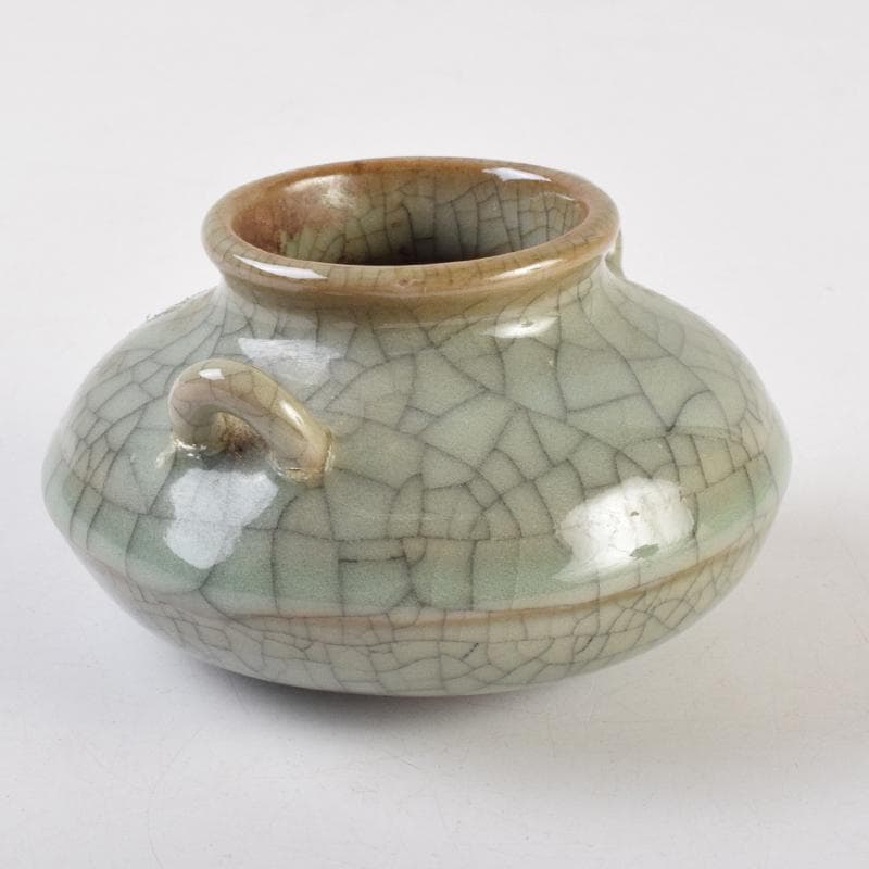中国　哥釉　青磁　氷裂文　双耳香炉　C　9106