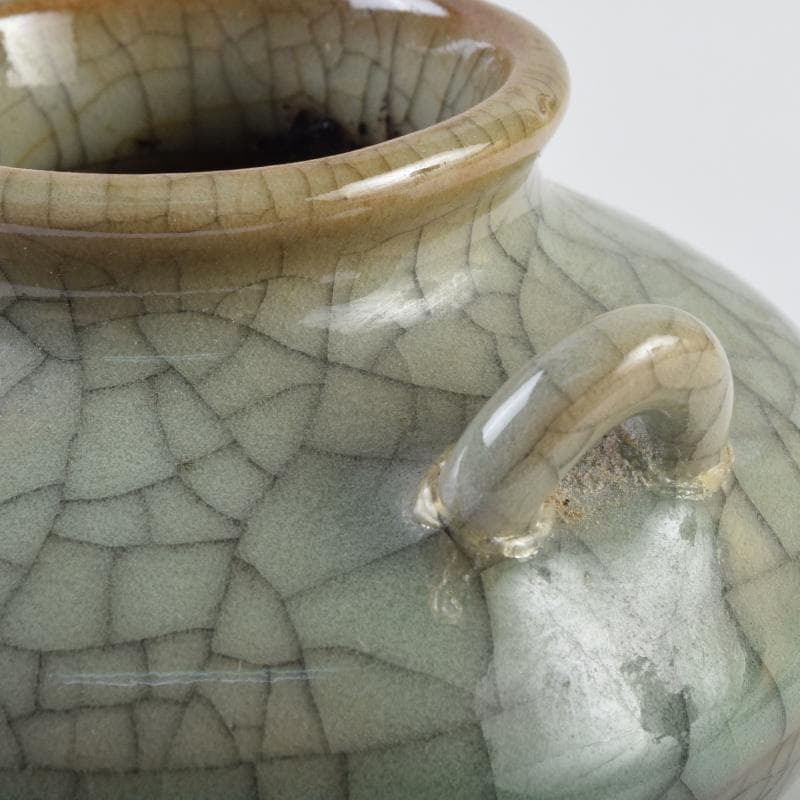 中国　哥釉　青磁　氷裂文　双耳香炉　C　9106