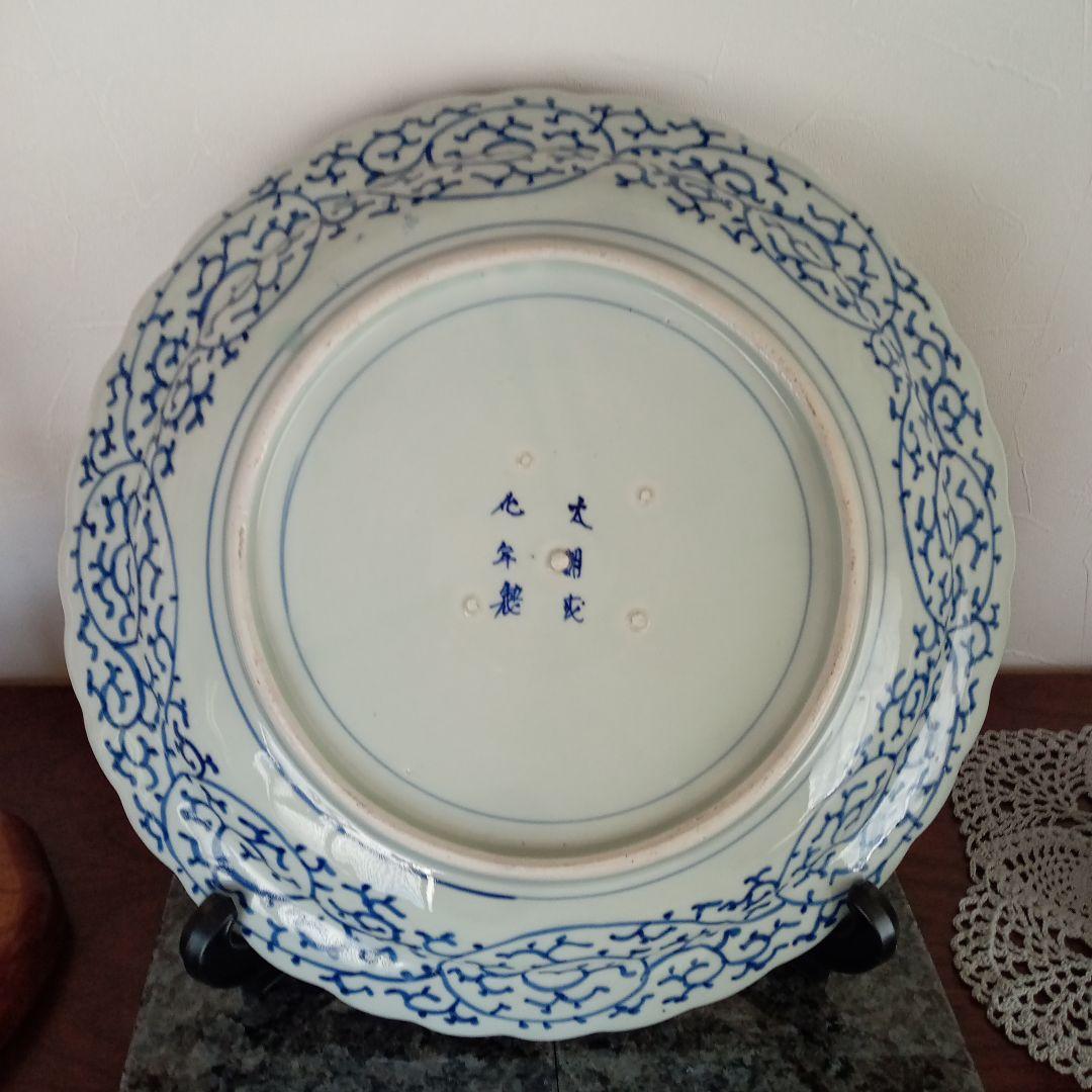 古伊万里　染付　線描き大皿