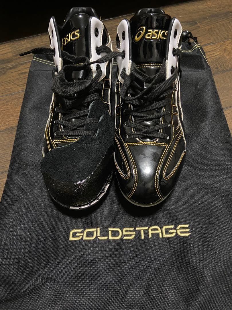 新品未使用 アシックス 野球スパイク（右足P皮底部釘打ちアッパー縫いコバ金）