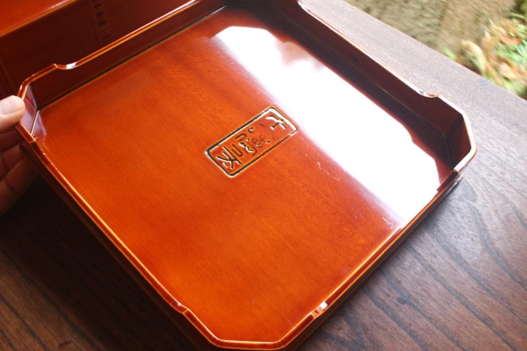 極小傷有！上質拭き漆の美しい春慶塗の大徳寺重（検懐石道具茶道具お重重箱