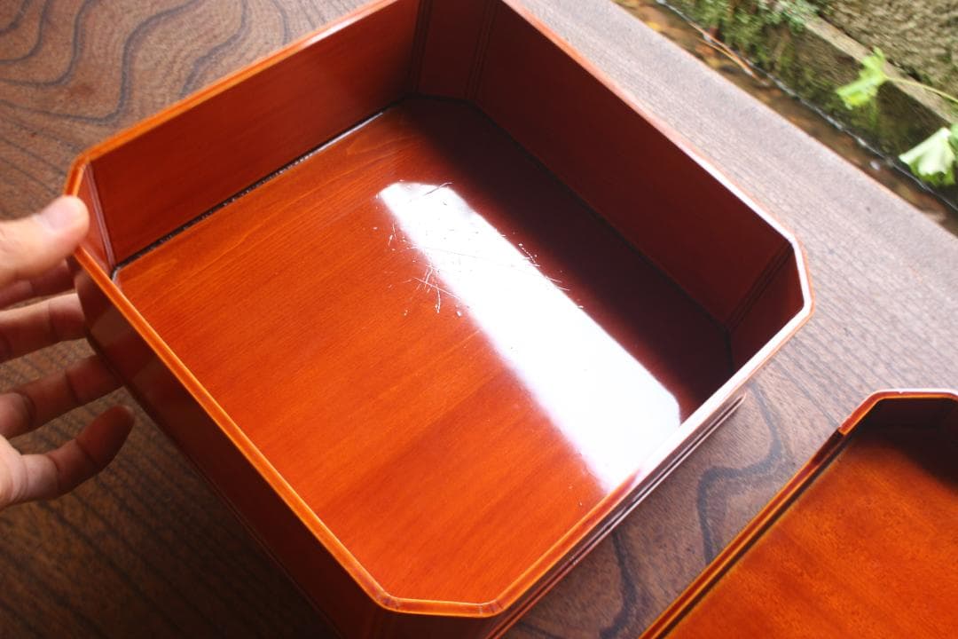 極小傷有！上質拭き漆の美しい春慶塗の大徳寺重（検懐石道具茶道具お重重箱