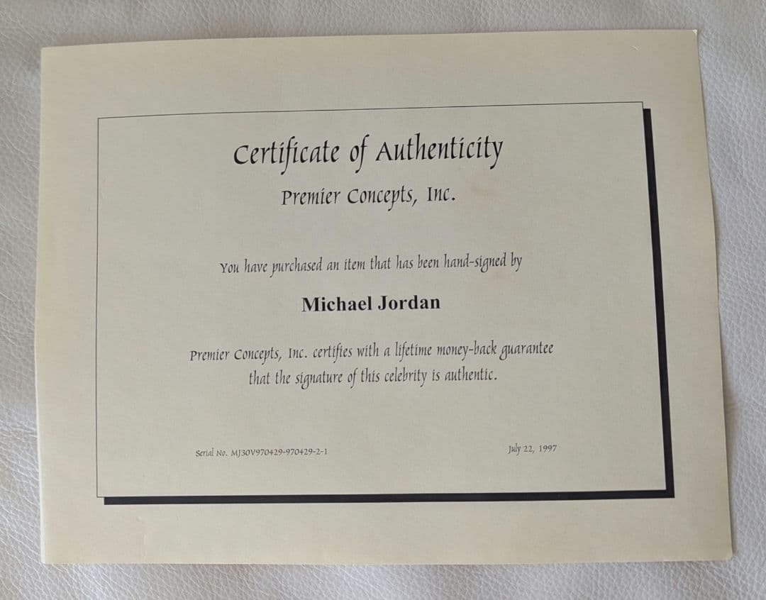 マイケル・ジョーダン 直筆サイン 8ｘ10インチ フォト 写真 フレーム付き