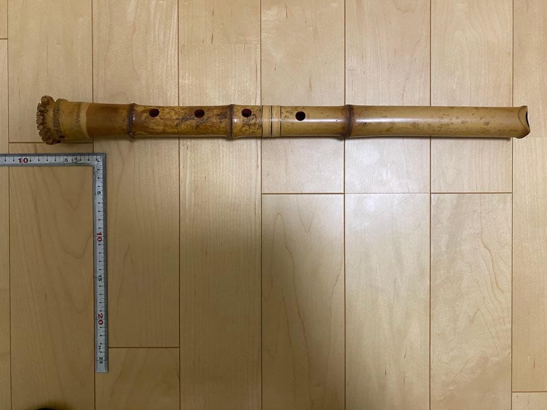 【尺八、（作）井上昌山】都山、歌口水牛、銀縁、銀３線籐巻