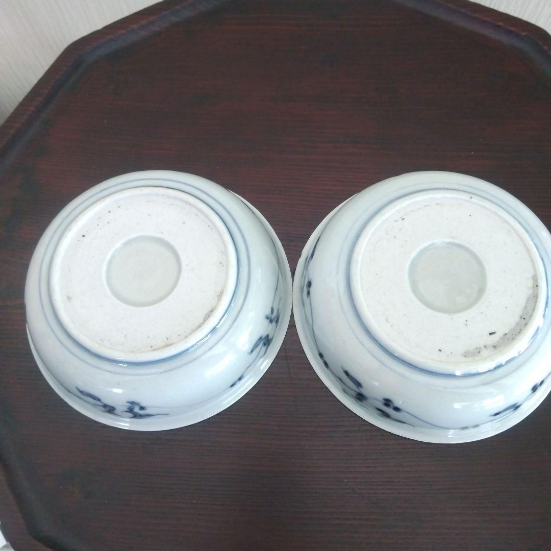 古伊万里 三平皿二点 染付手描き 唐子図柄 上手