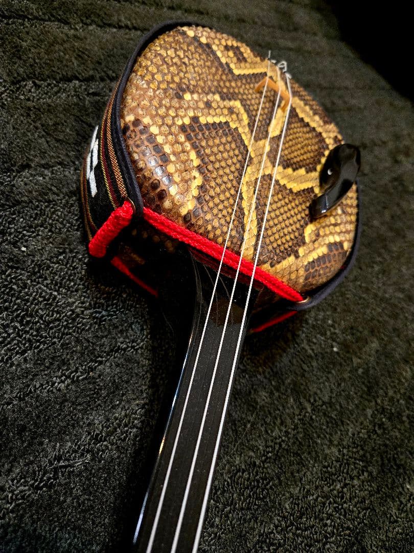 三線 蛇革模様　美品