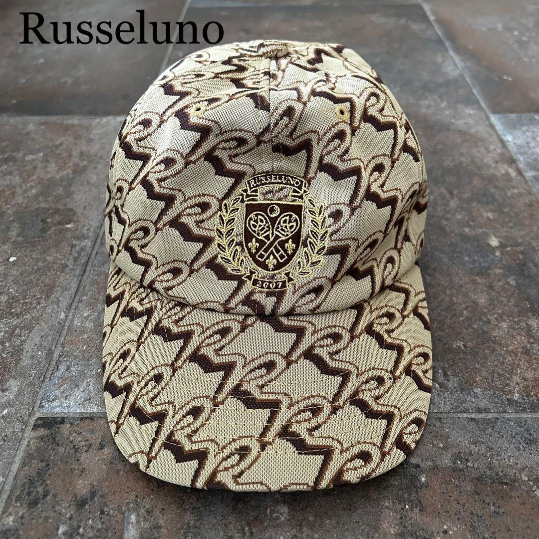 Russeluno MONOGRAM CAP ルチャ　総柄　ベージュ　ブラウン系