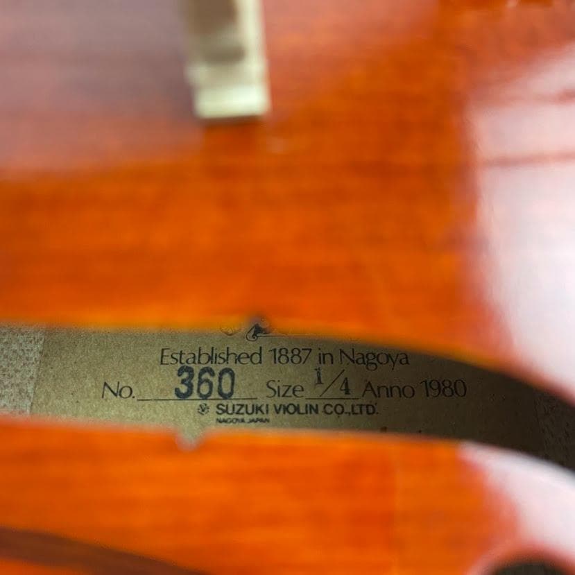 極美品●鈴木バイオリン● No.360 1/4 1980年製 虎杢 優上位 杉藤