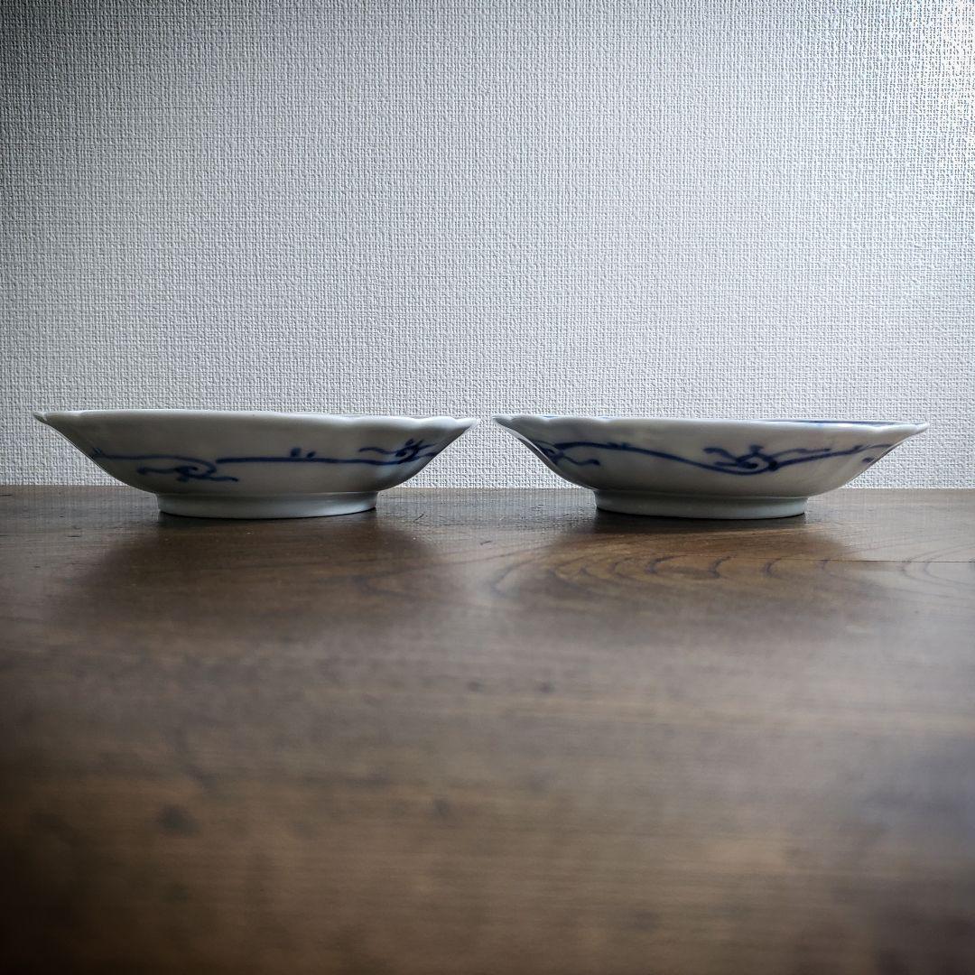 皿 2枚 染付 芙蓉手 明治 大正 銘 イ号