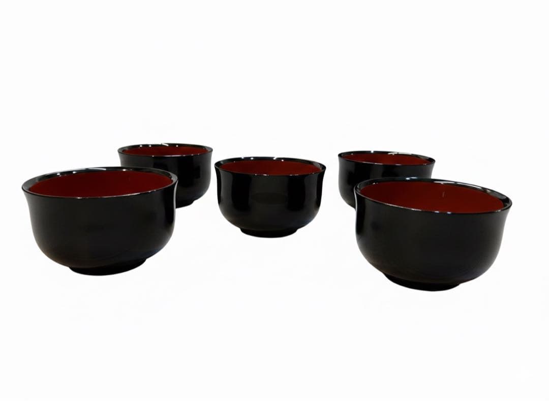 【極美品】輪島塗 お好椀 5客セット 天然木 本漆塗 共箱・ウコン布付