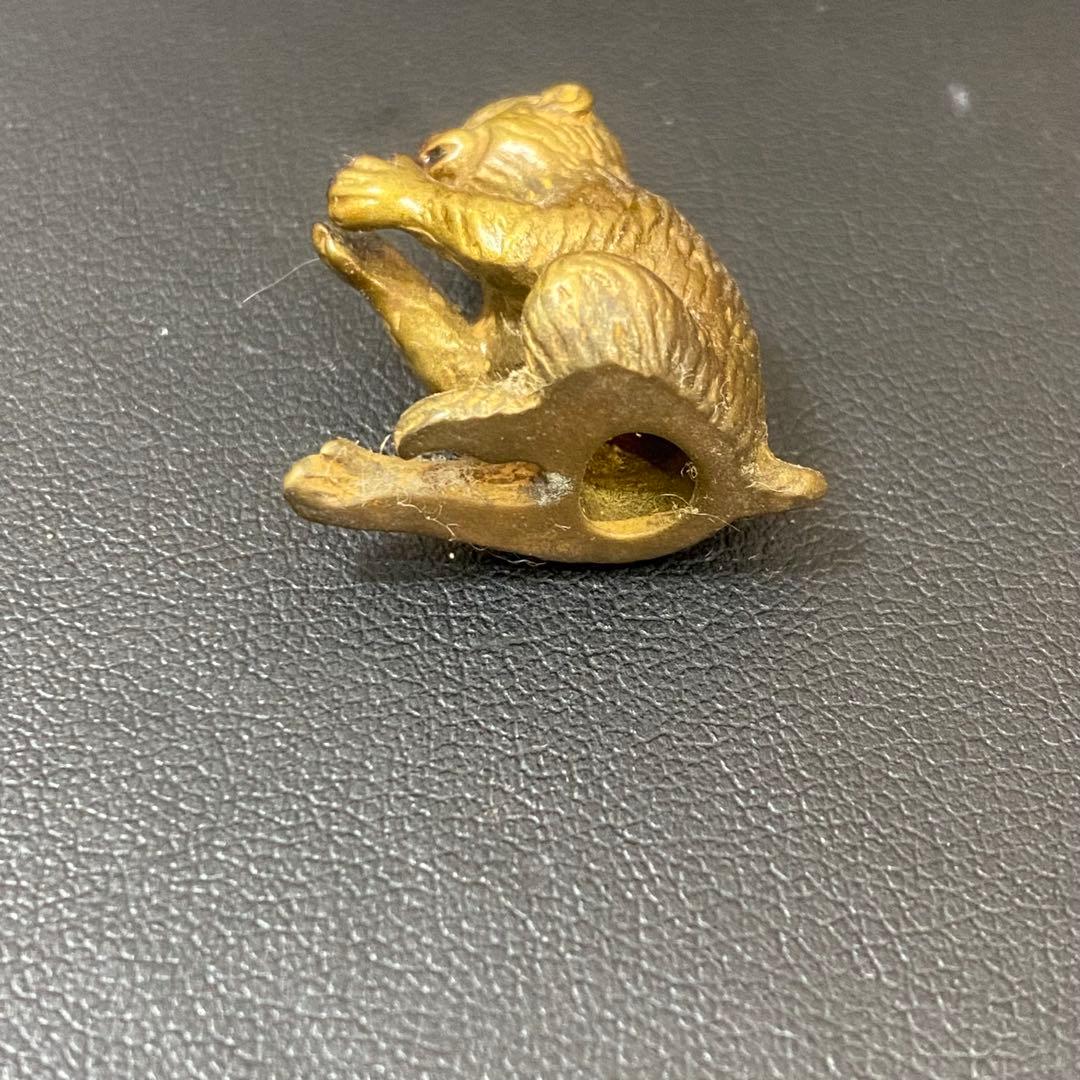 sh2269 鋳銅製　猿香立　香木 朱印付き木製箱　清課堂　京都