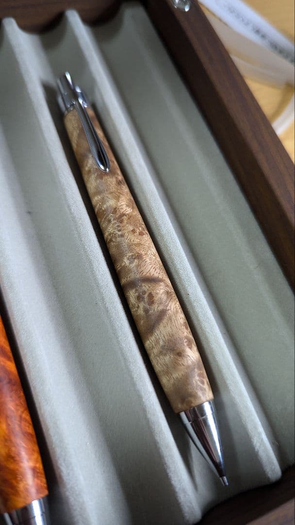 619超極上　マーブルウッド　瘤杢　縮杢　木軸シャーペン　ボールペン