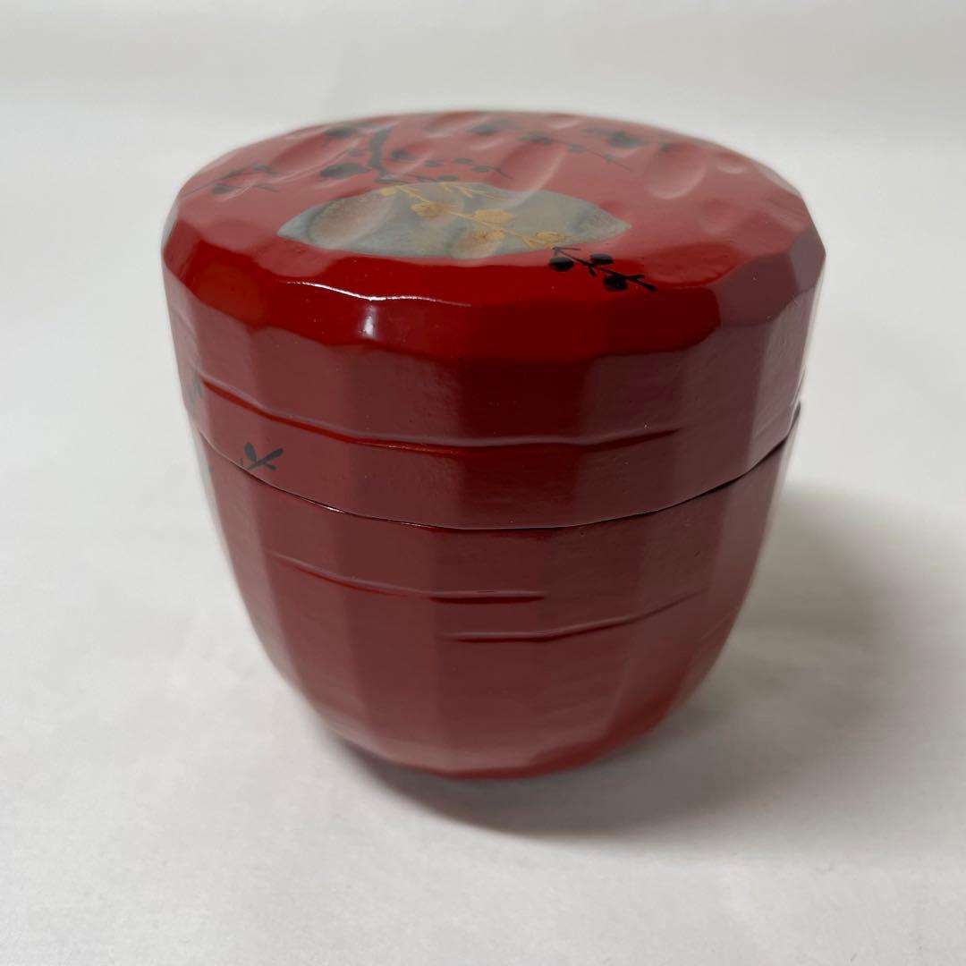 FD25⑦ 淡々斉好写　道馬宗廣作　黒朱　折撓一閑塗り　梅月棗