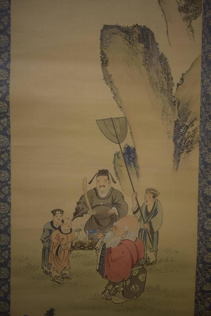 複製/岡本豊彦/寿老人図/工芸/布袋屋掛軸HI-918