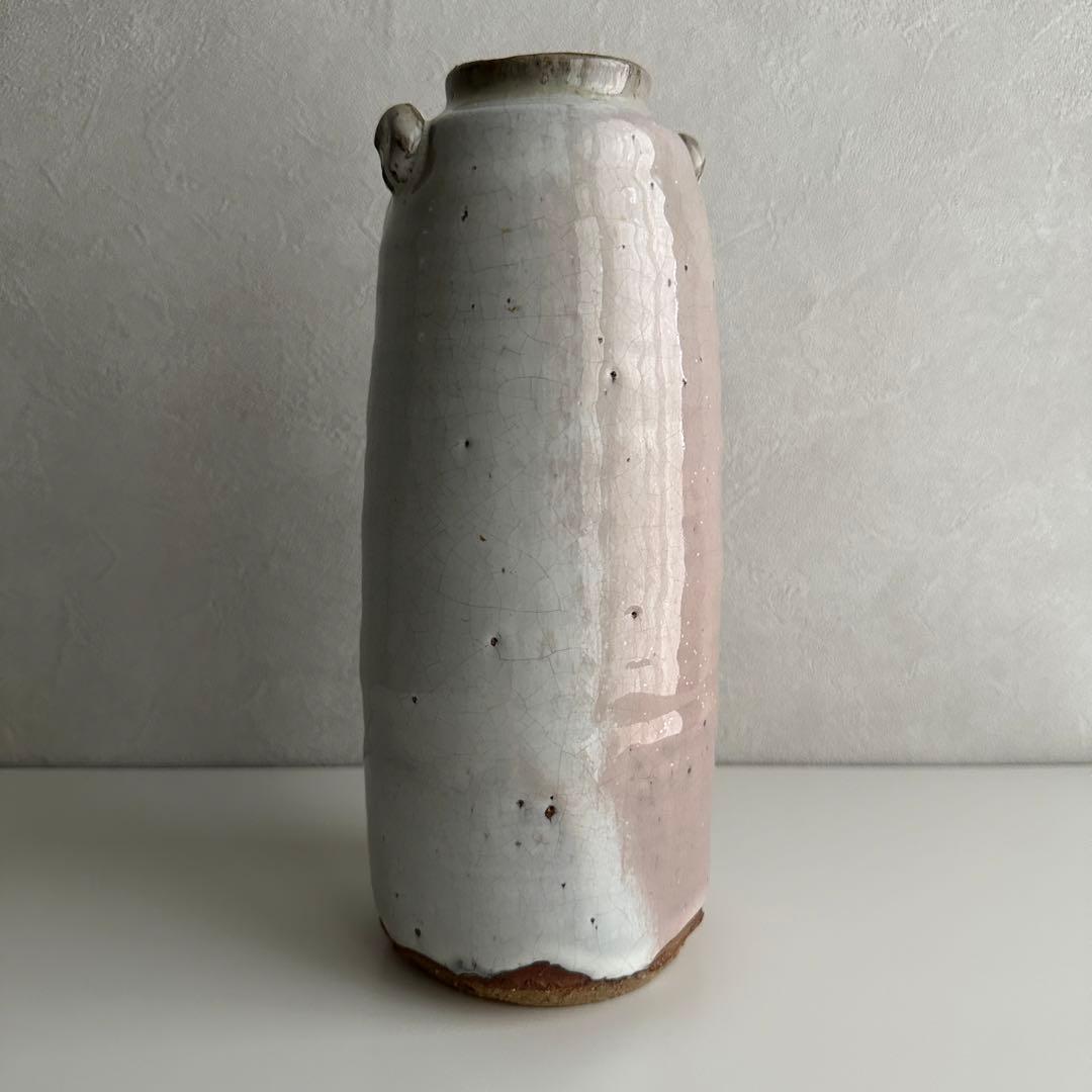 岡田裕 萩 窯変 耳付き 花器 花入 共箱